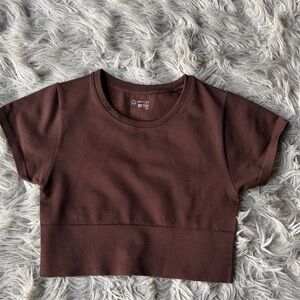 Aerie Offline Seamless Brown Crop Top